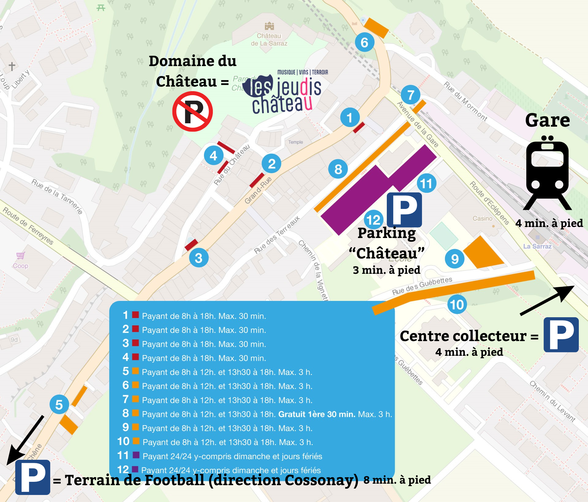 Plan des parkings à La Sarraz