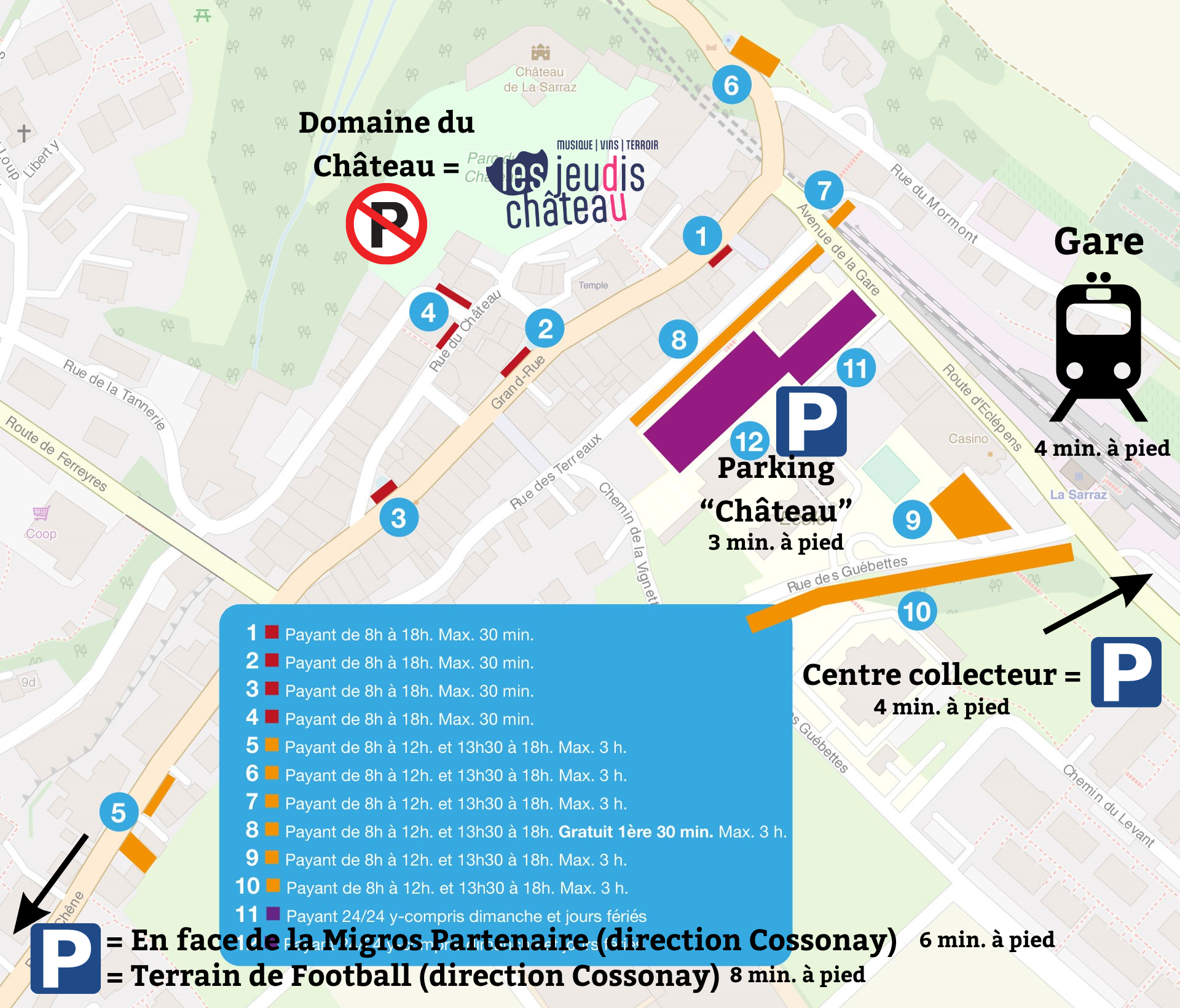 Plan des parkings à La Sarraz